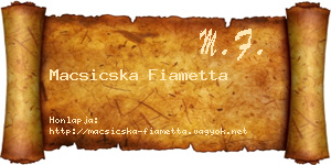 Macsicska Fiametta névjegykártya